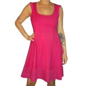 Filly Pleated Scoop Neck Midi Dress Pink Size Medium/ Large Cotton Sleeveless